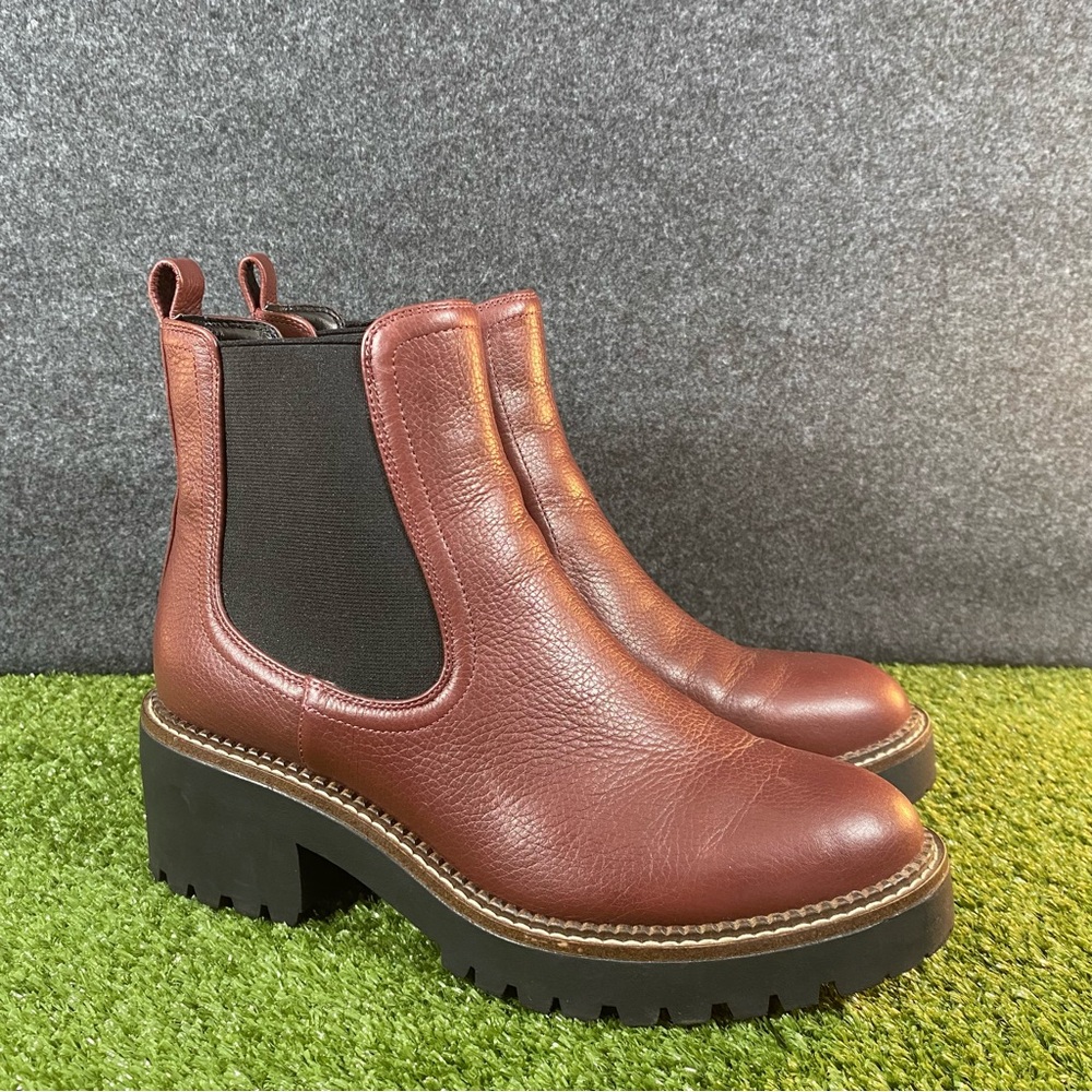 Nordstrom Women Burgundy Leather Nomiah-Lea Chelsea Boot Sz 9.5 Streetwear Urban